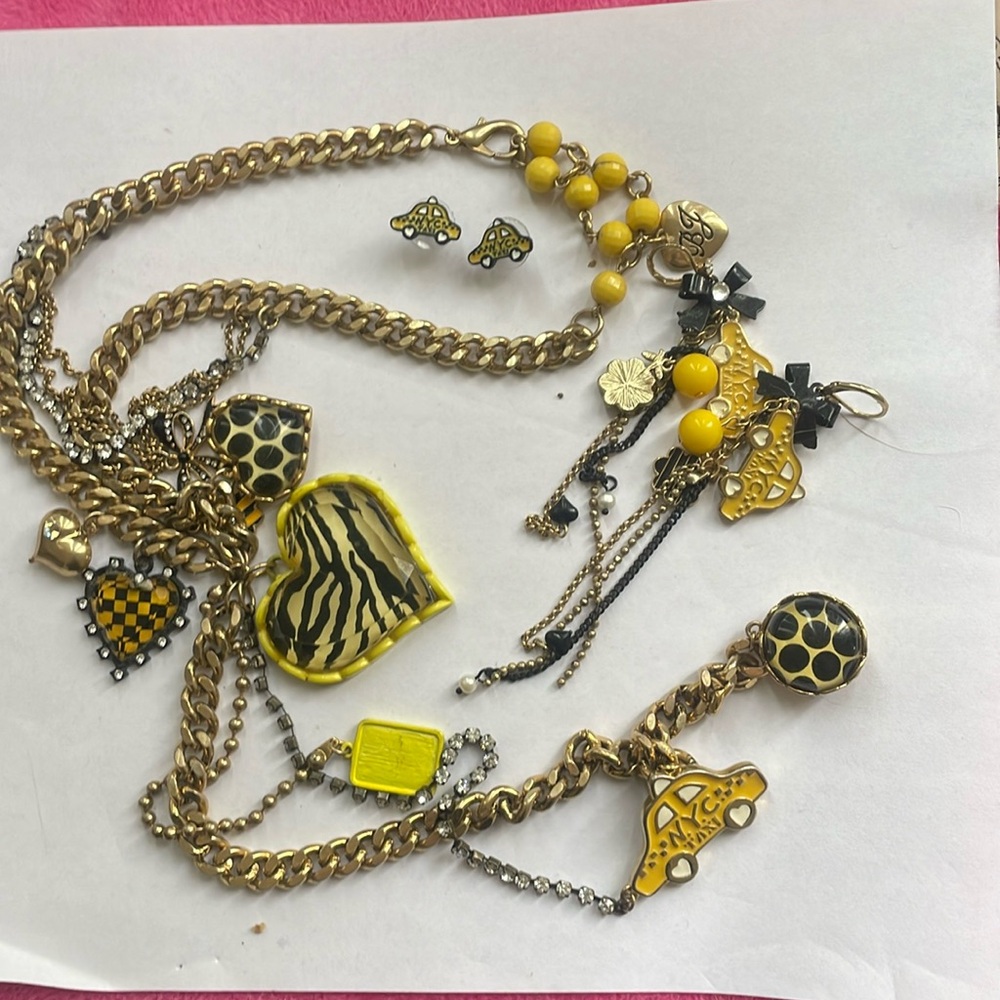 Necklace and two pairs of earrings